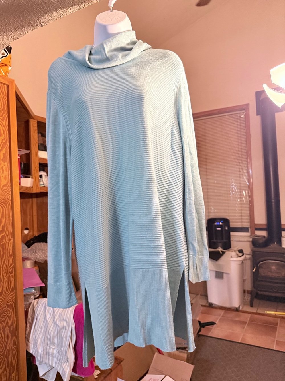 Adrienne Vittadinni Light Blue Cowl Neck Women's Sweater